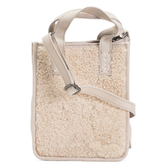 LATICO Beige Leather Milo Shearling Small Tote With Trim - Picture 1 of 2